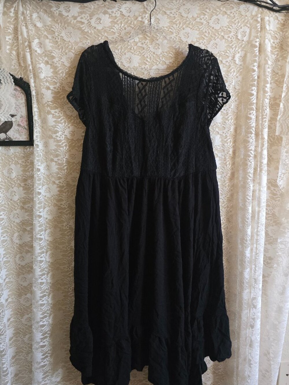Black sweetheart Torrid Dress - whimsigoth - cottagecore - goth - keyhole
